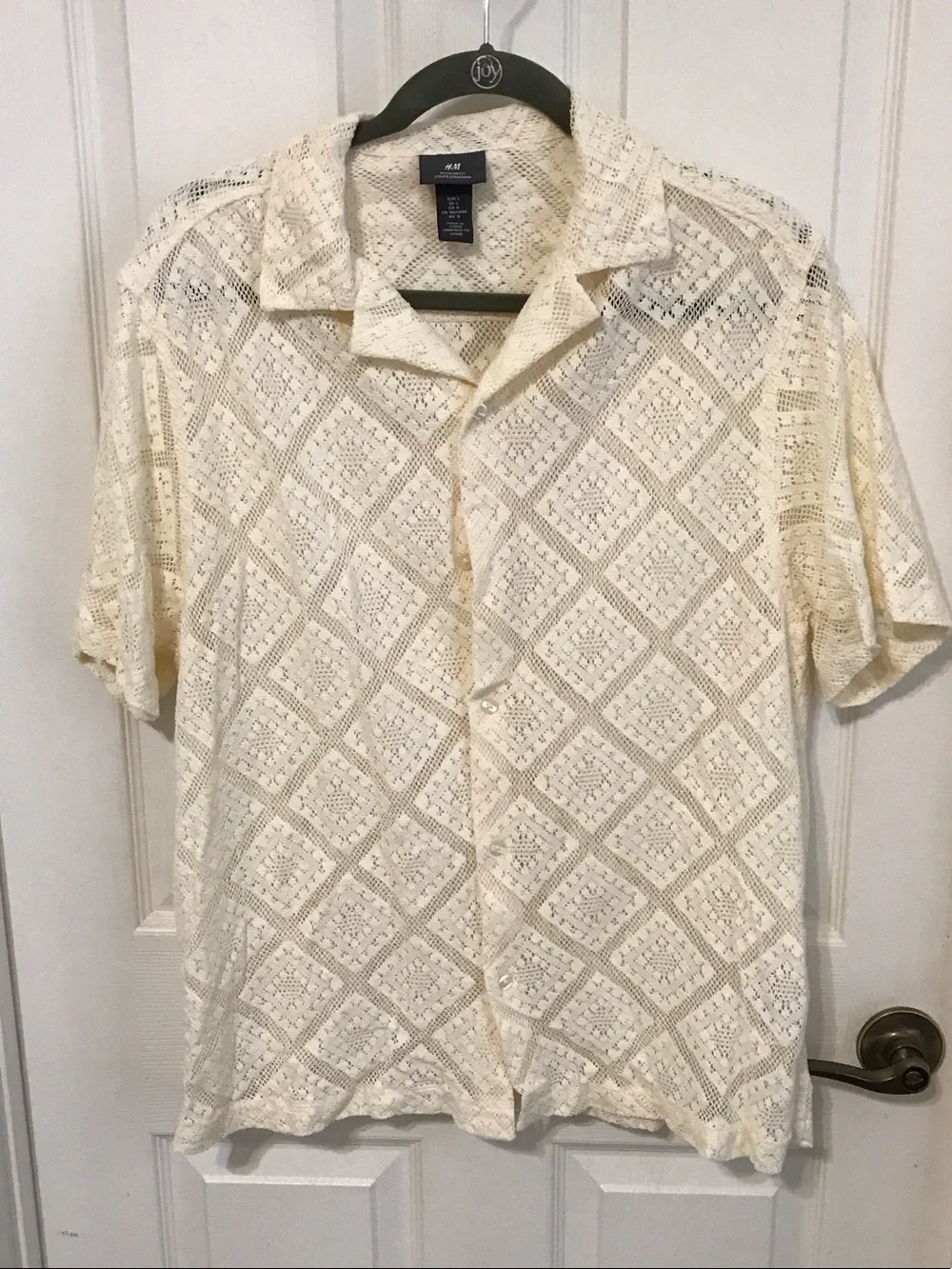 H&M/Nova Crochet Button-Front Short Sleeve Shirt - Picture 2 of 5